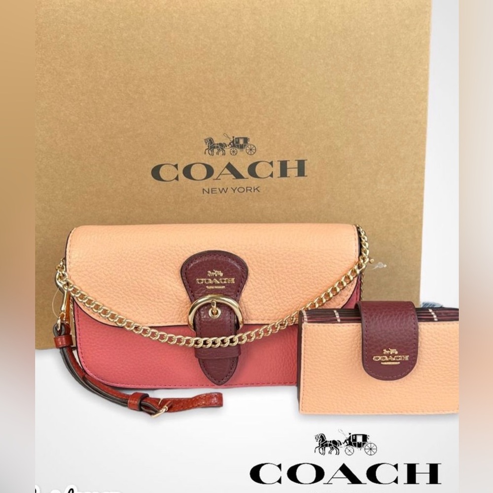 Coach KLEO In Colorblock Leather Shoulder/Crossbody And Matching Wallet Set - Picture 8 of 8